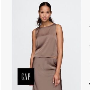 GAP Satin Brown Boxy Sleeveless Tank Top Size Small